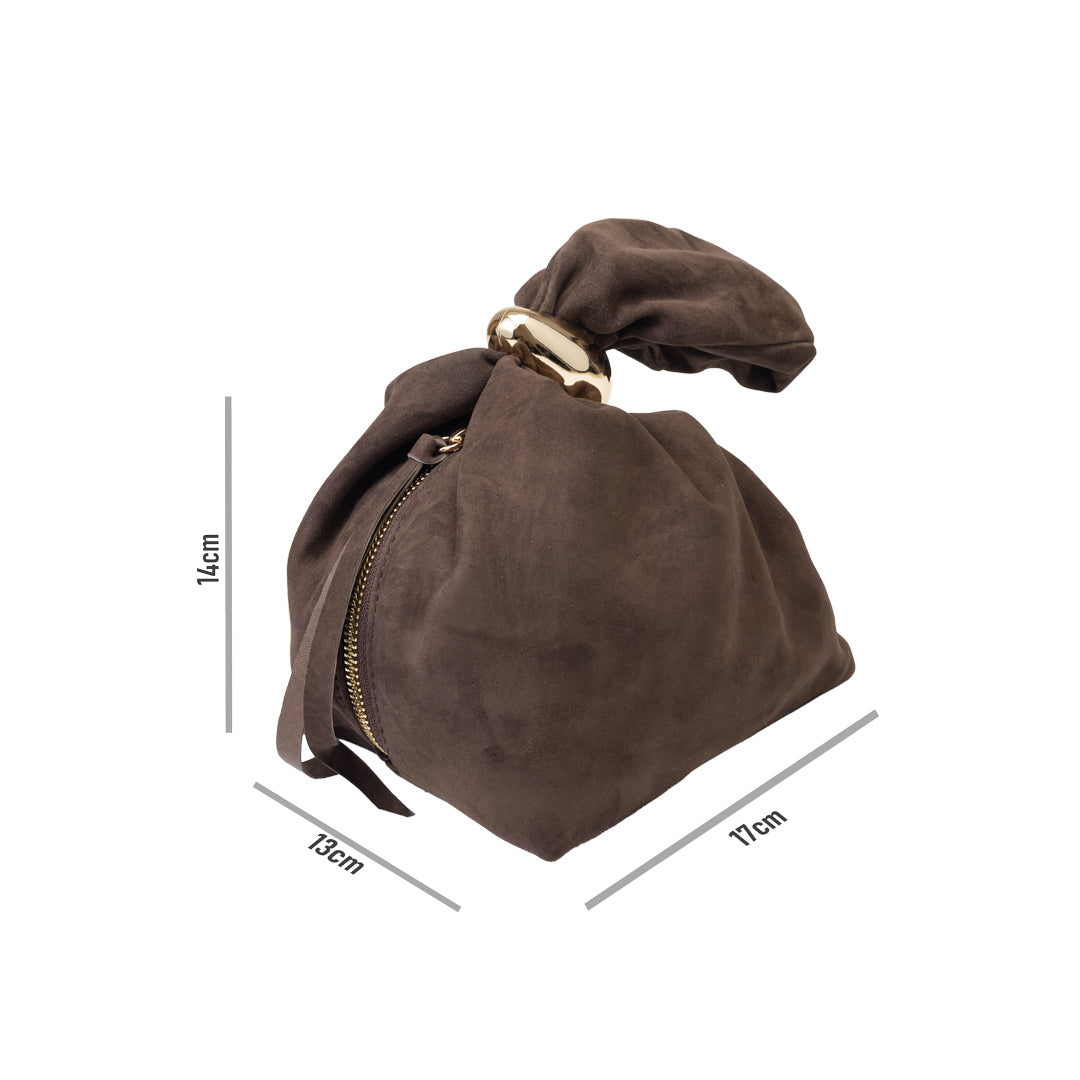 Bolso de mujer de ante natural, marrón oscuro Eliza