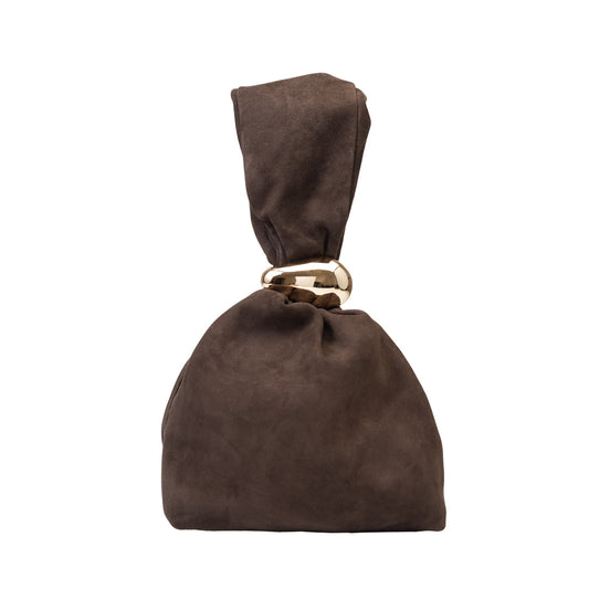 Bolso de mujer de ante natural, marrón oscuro Eliza