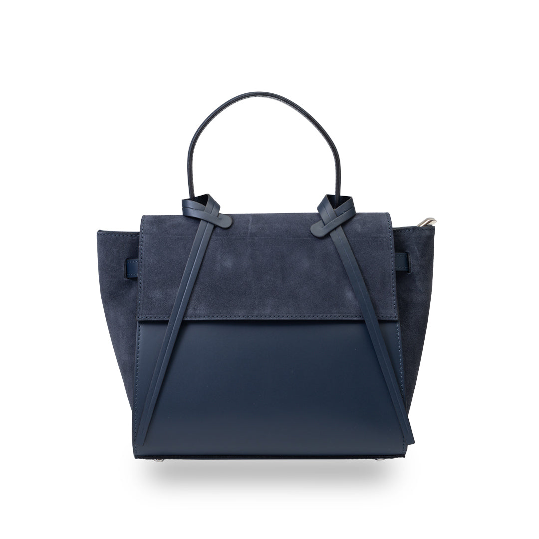 Bolso de mujer de piel de ante natural azul marino Erika