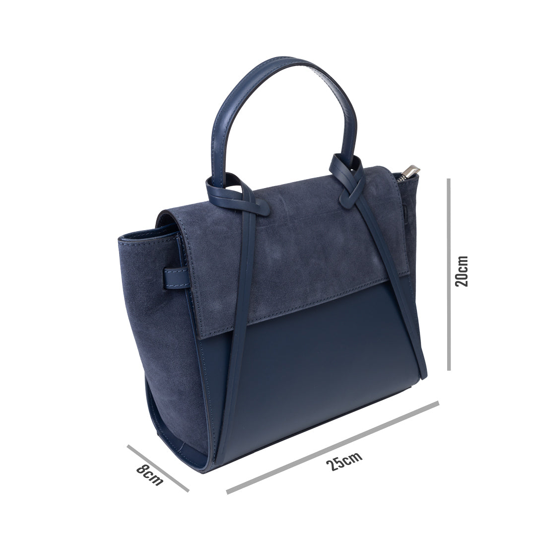 Bolso de mujer de piel de ante natural azul marino Erika