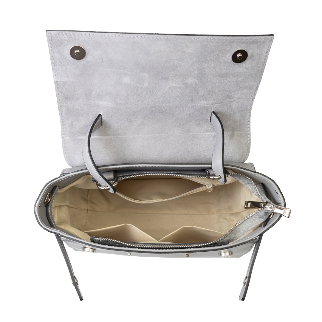 Bolso de mujer de piel de ante natural gris Erika