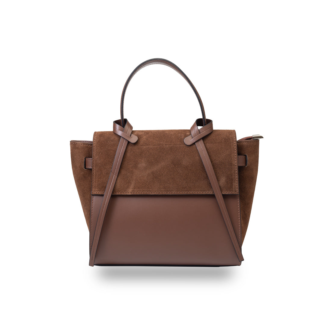 Bolso de mujer de ante natural marrón oscuro Erika
