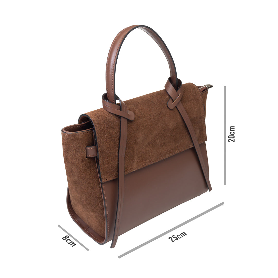 Bolso de mujer de ante natural marrón oscuro Erika