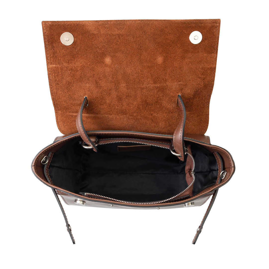 Bolso de mujer de ante natural marrón oscuro Erika