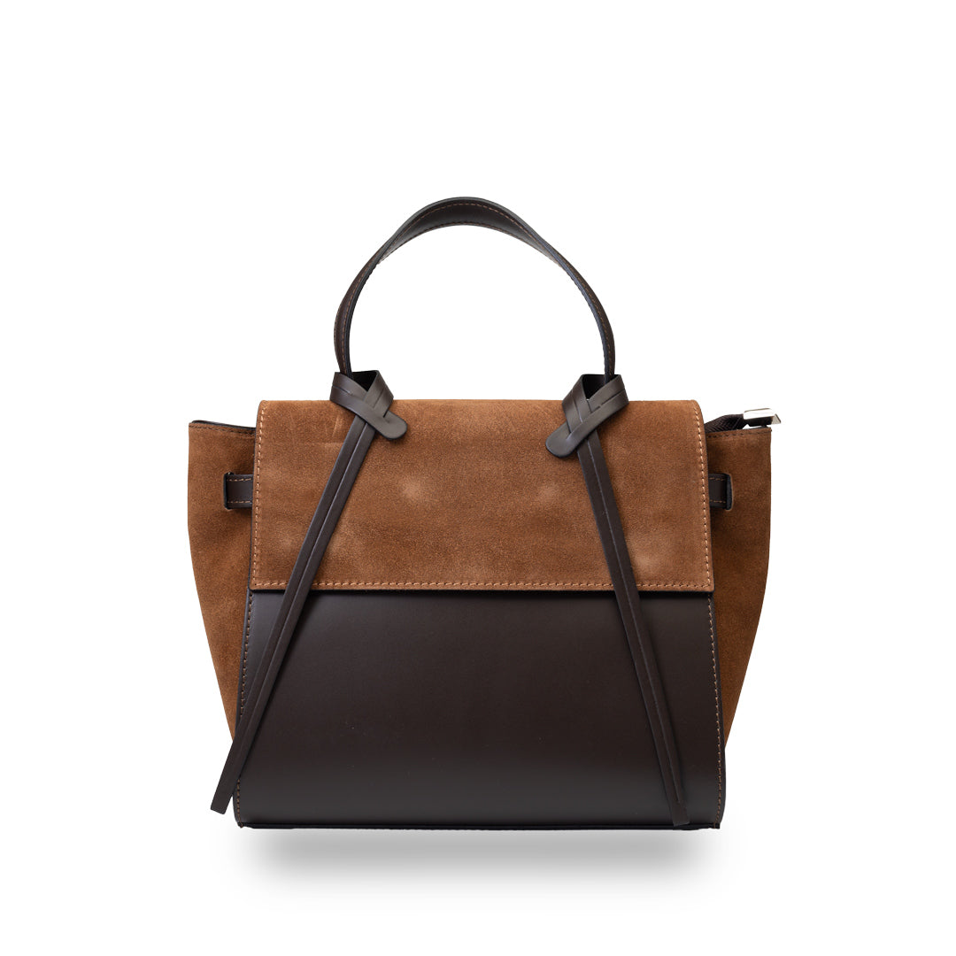 Bolso de mujer de piel natural marrón-marrón oscuro Erika
