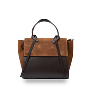 Bolso de mujer de piel natural marrón-marrón oscuro Erika