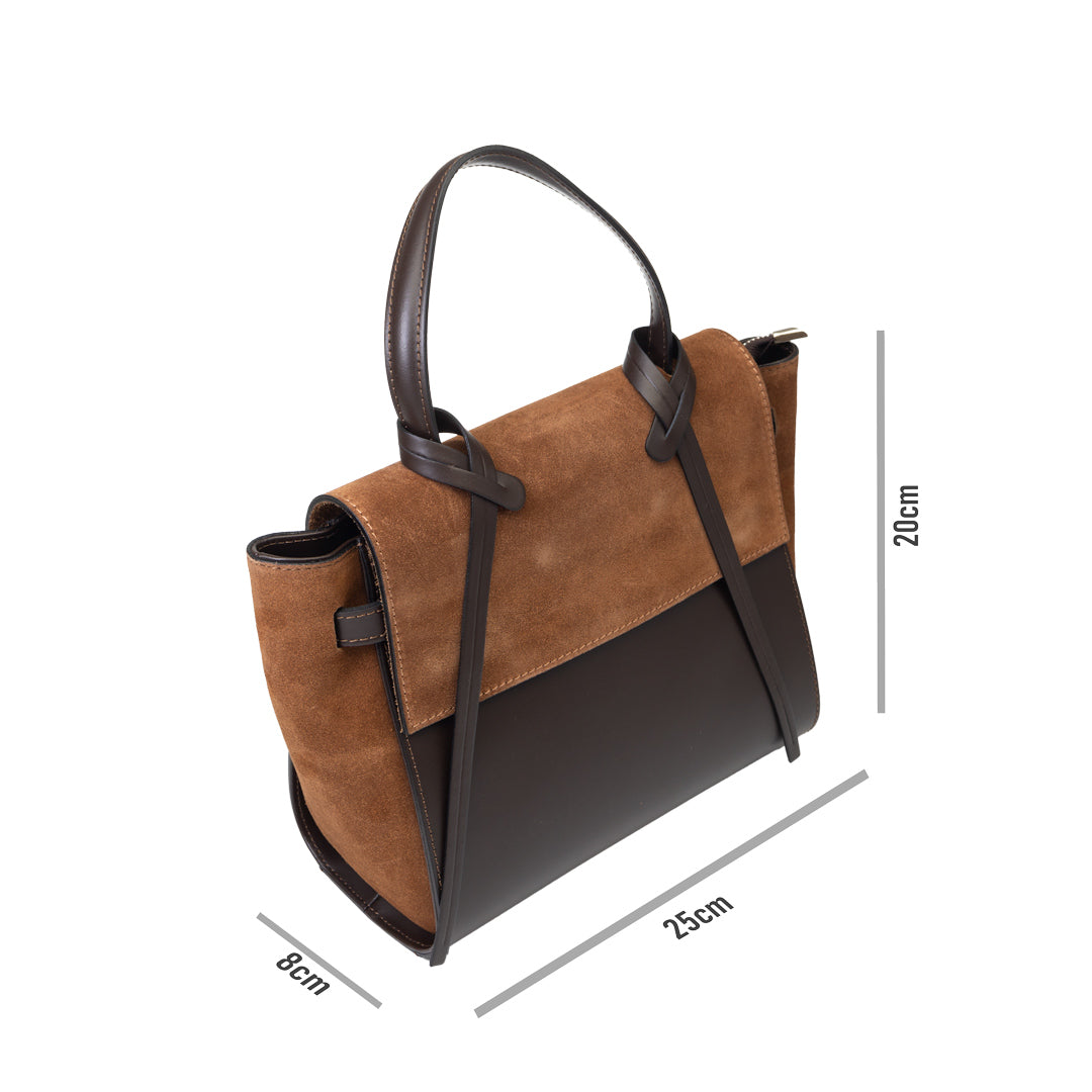 Bolso de mujer de piel natural marrón-marrón oscuro Erika