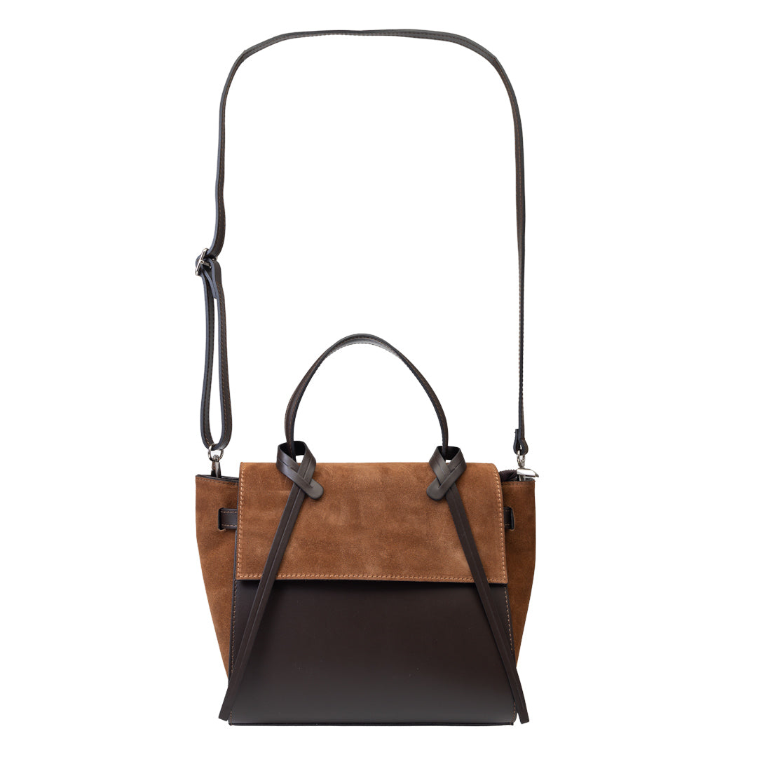 Bolso de mujer de piel natural marrón-marrón oscuro Erika
