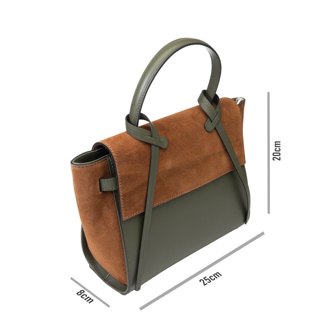 Bolso de mujer de piel natural marrón verdoso Erika
