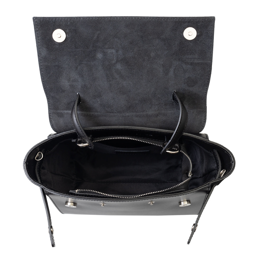 Sac à main femme en daim véritable noir Erika