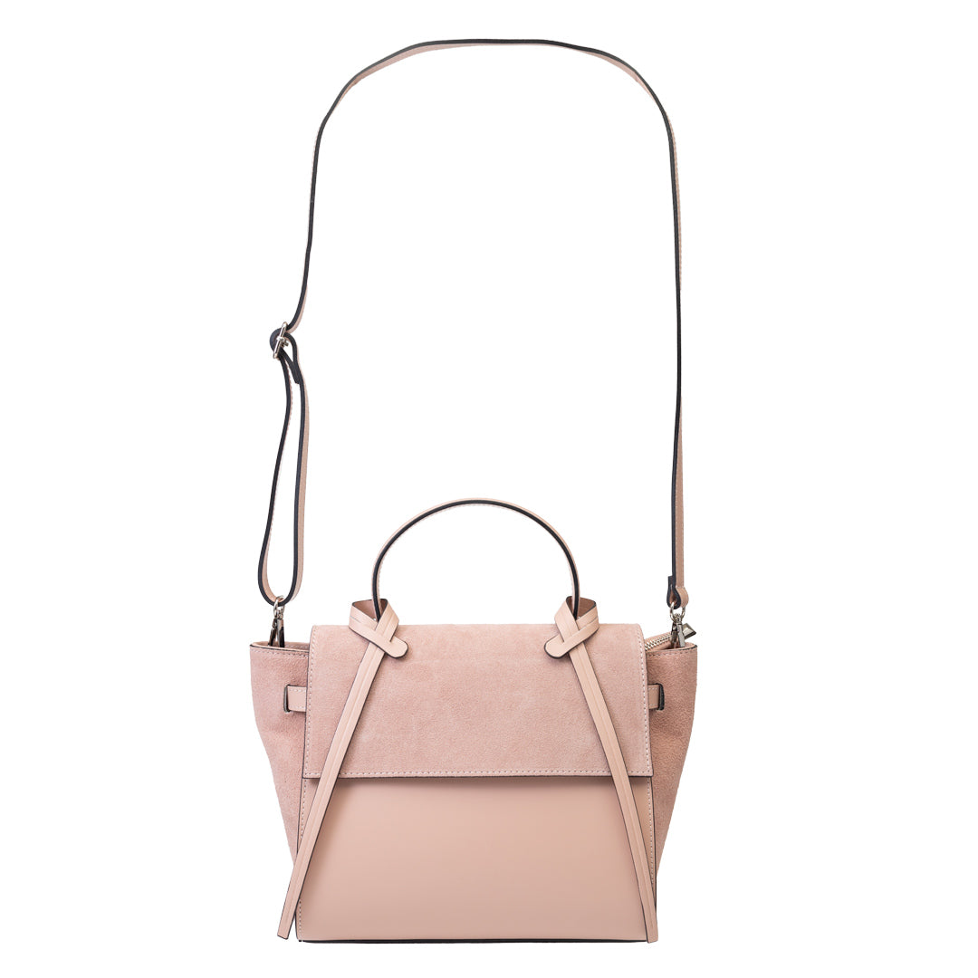 Sac à main femme en cuir suédé naturel rose Erika