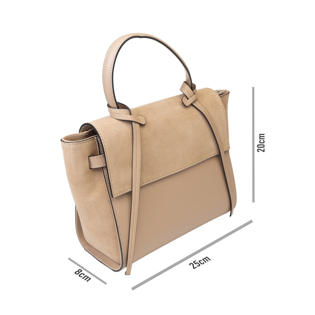 Bolso de mujer de piel de ante natural color topo Erika
