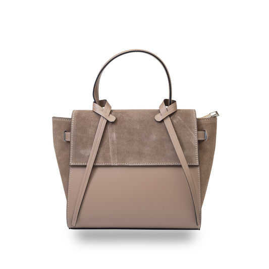 Bolso de mujer de ante natural Erika color topo oscuro