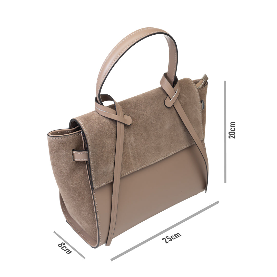 Bolso de mujer de ante natural Erika color topo oscuro