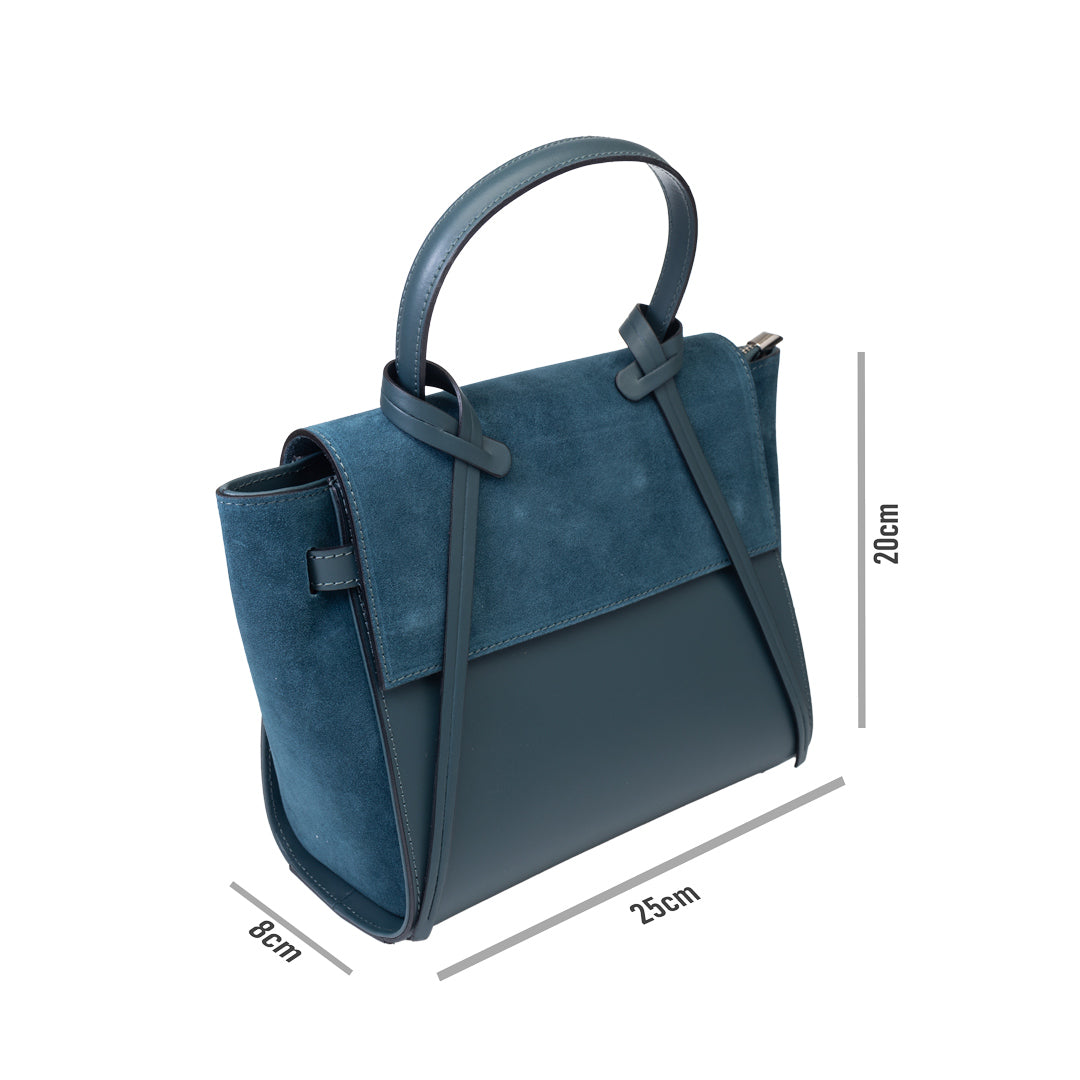 Bolso de mujer de ante natural verde petróleo Erika
