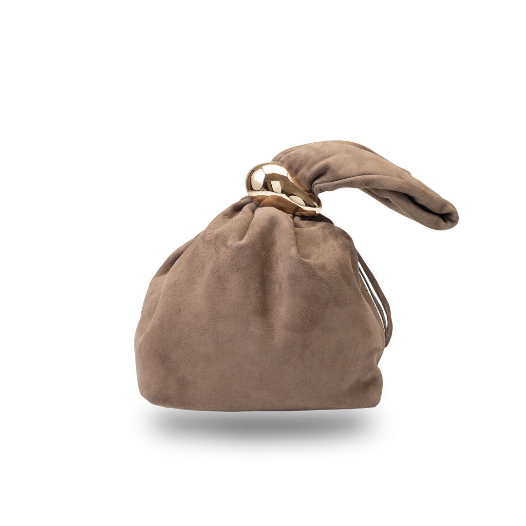 Bolso de mujer de piel serraje natural, color topo Eliza