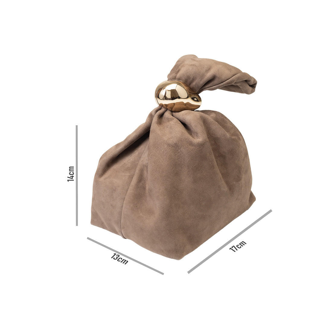 Bolso de mujer de piel serraje natural, color topo Eliza