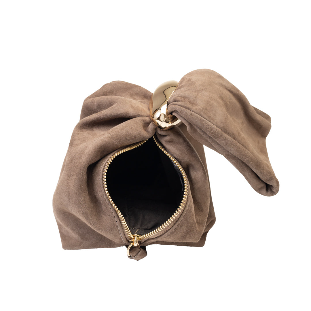 Bolso de mujer de piel serraje natural, color topo Eliza