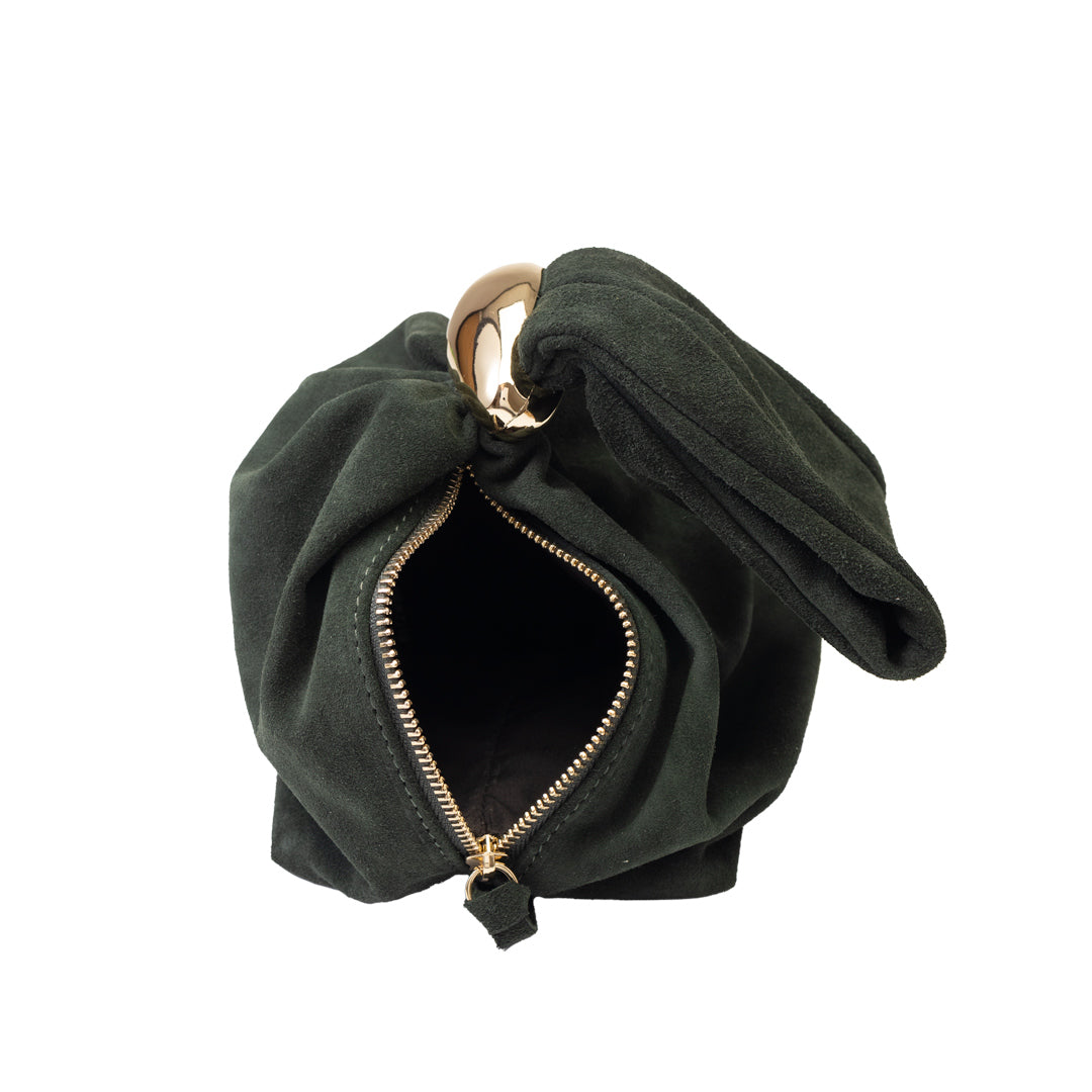 Bolso de mujer de piel de ante natural, verde militar Eliza