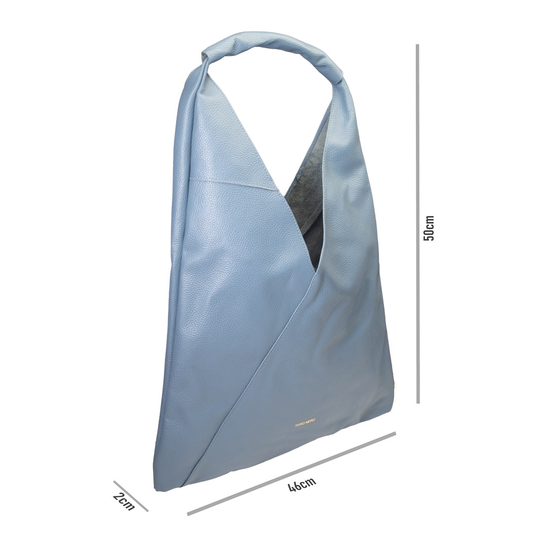 Bolso de piel natural azul Camelia para mujer