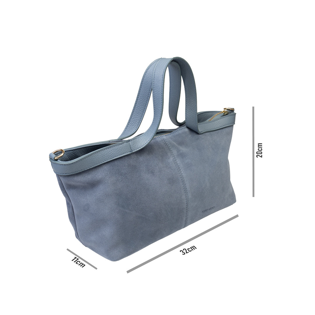 Bolso de mujer de ante natural azul claro Bianca