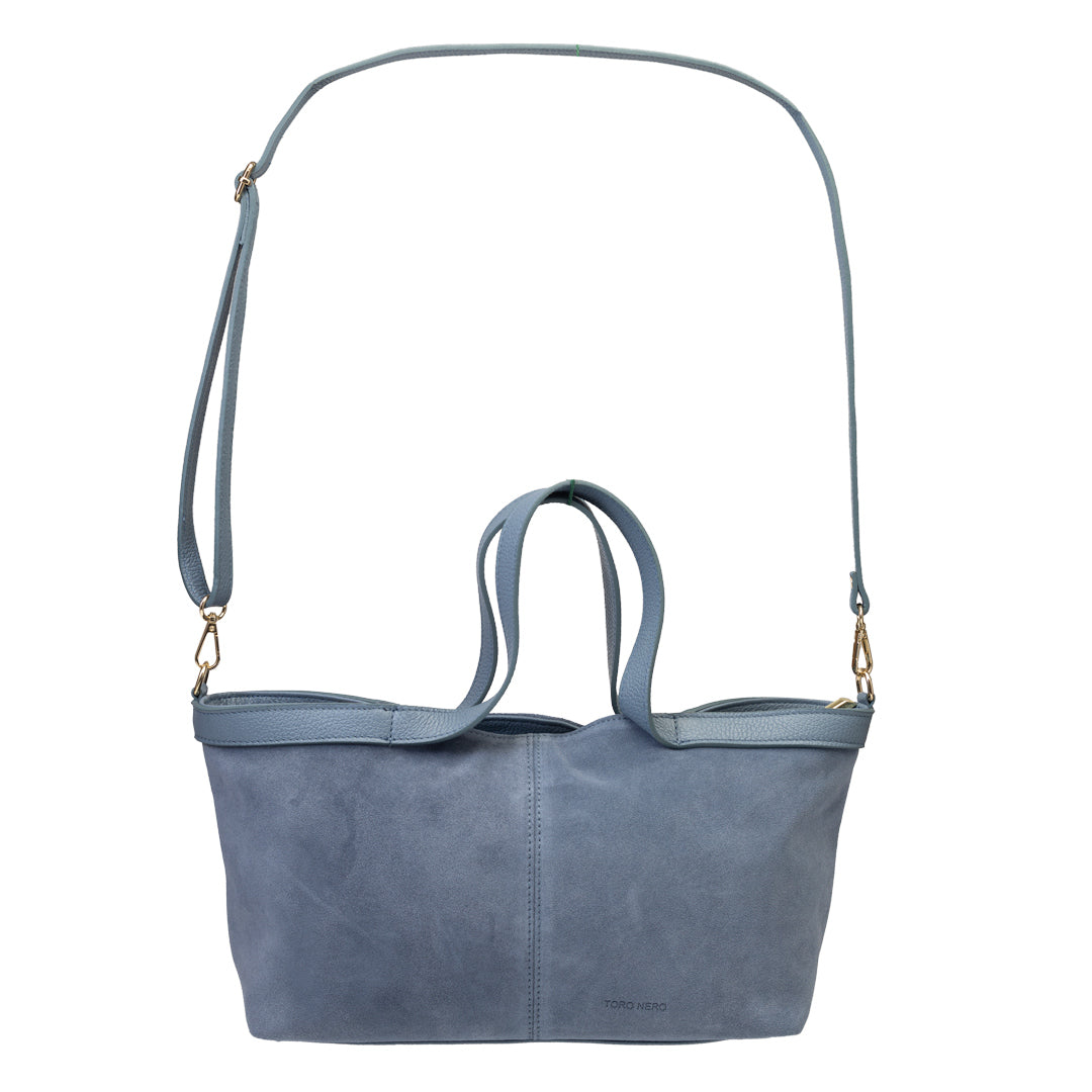 Bolso de mujer de ante natural azul claro Bianca