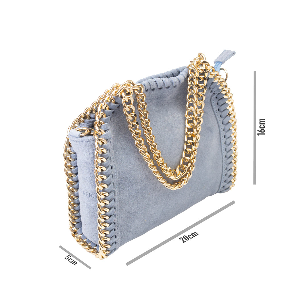 Bolso de mujer de cuero genuino azul claro Ilona