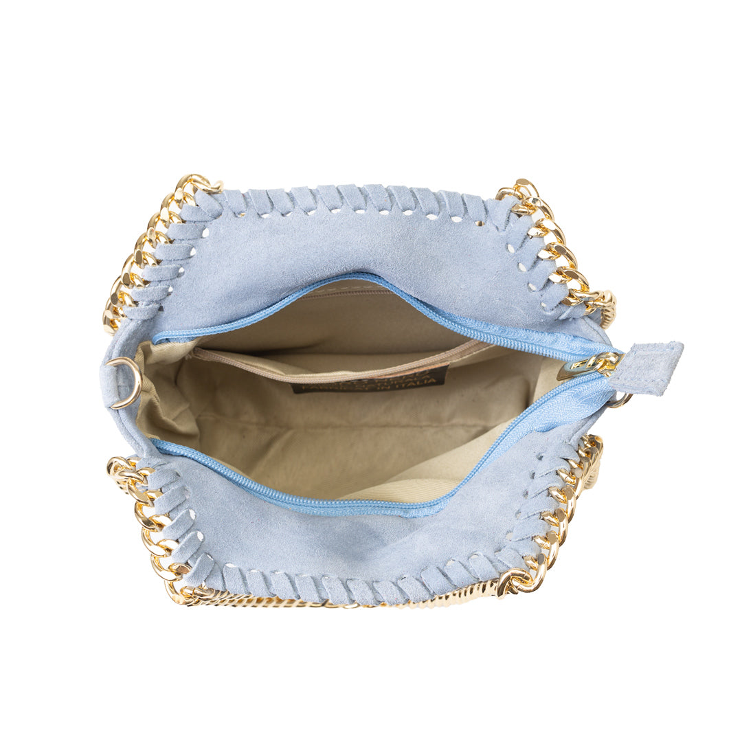 Bolso de mujer de cuero genuino azul claro Ilona