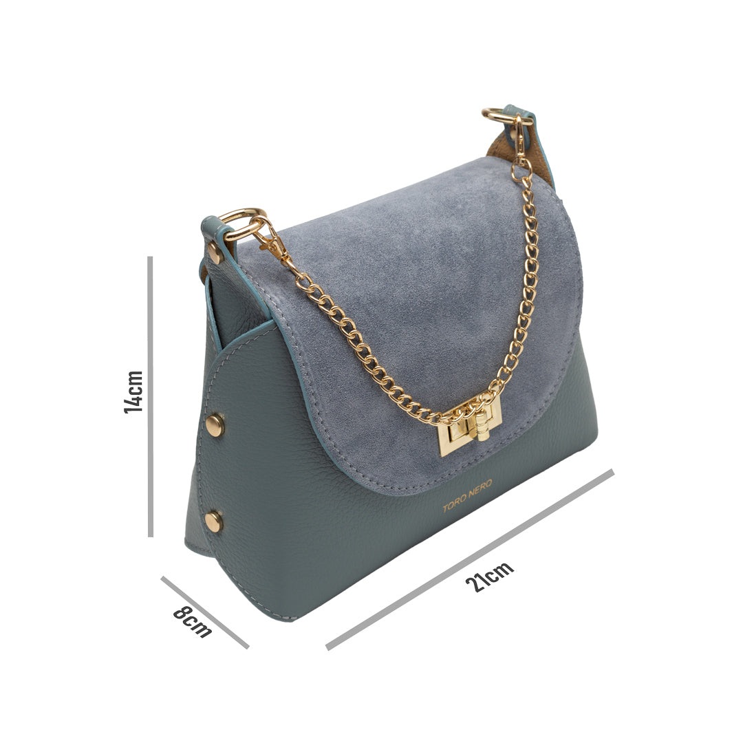 Bolso de mujer de piel de ante natural, azul claro Raisa
