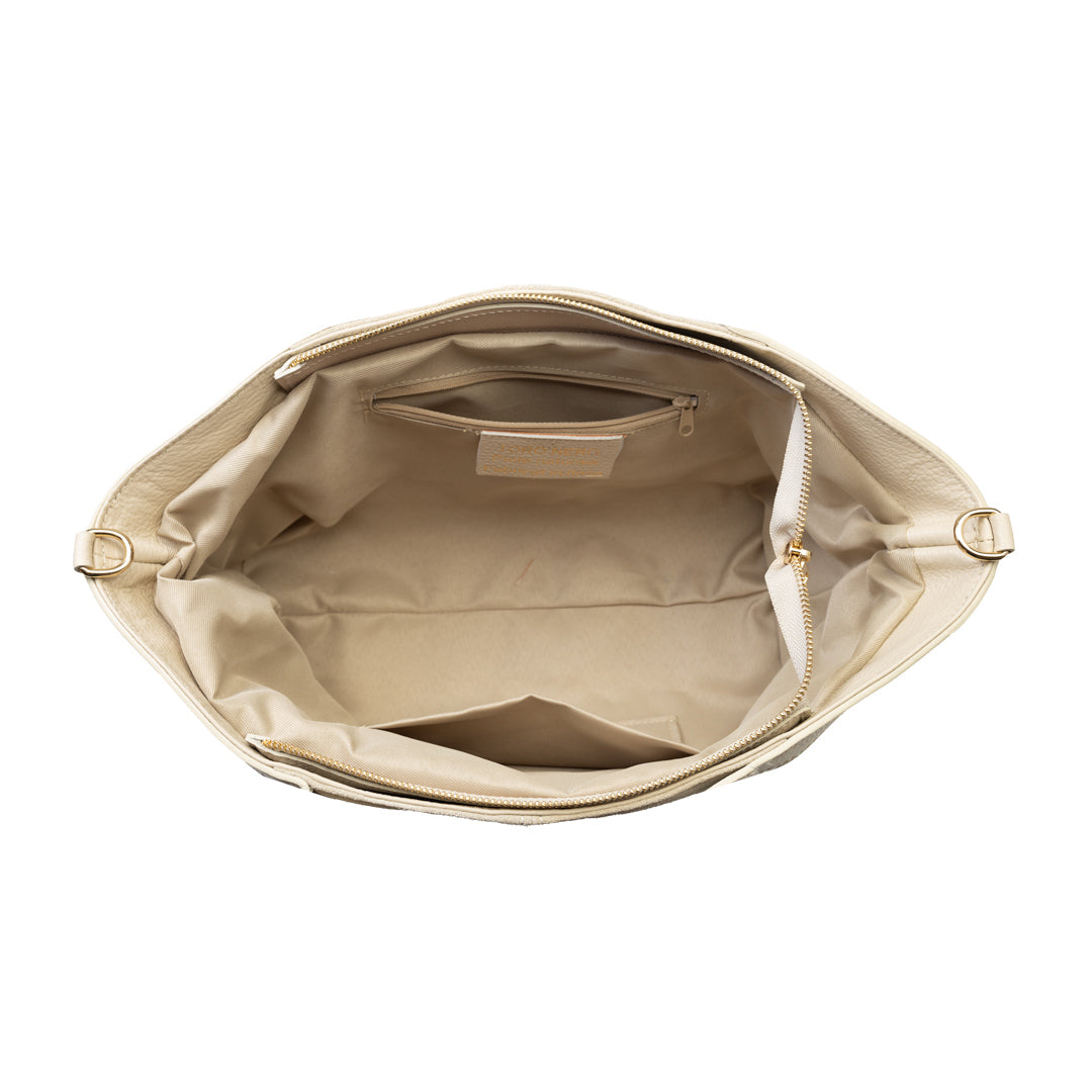 Bolso de mujer de piel serraje natural beige Bianca