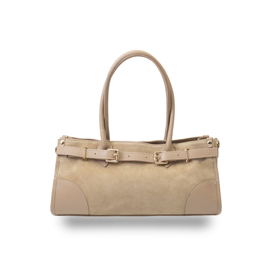 Bolso de mujer de piel auténtica beige Evelin