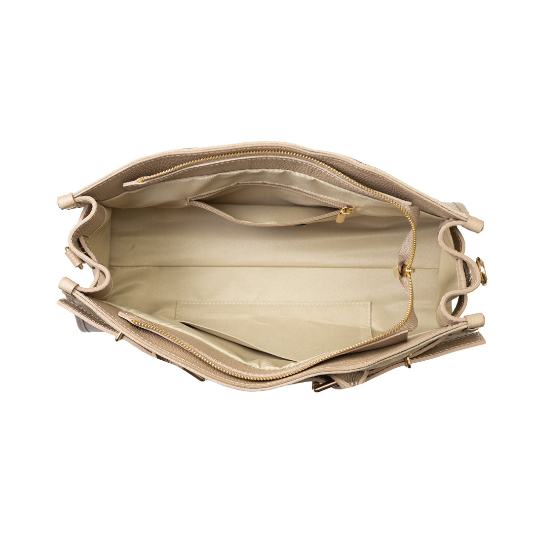 Bolso de mujer de piel auténtica beige Evelin
