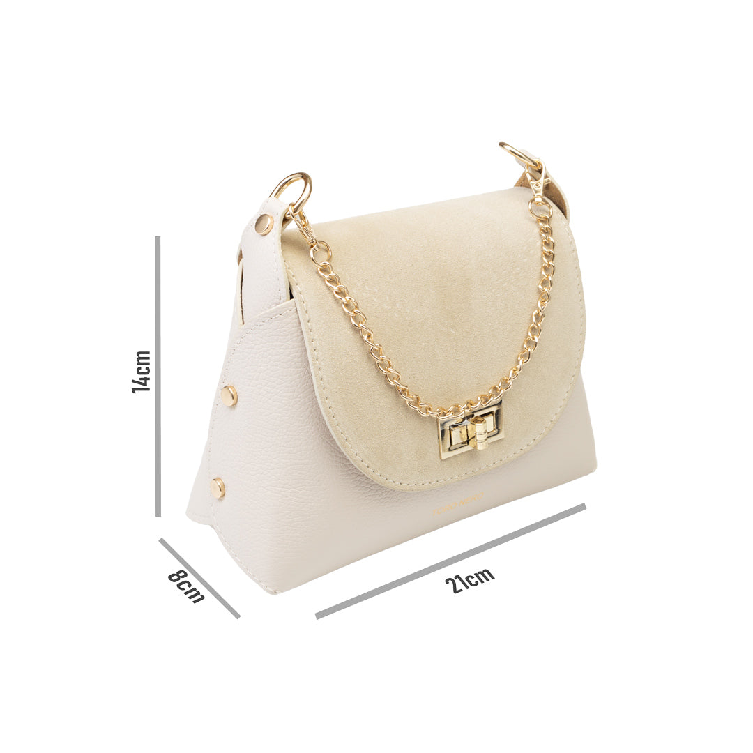 Bolso de mujer de piel de ante natural, beige Raisa