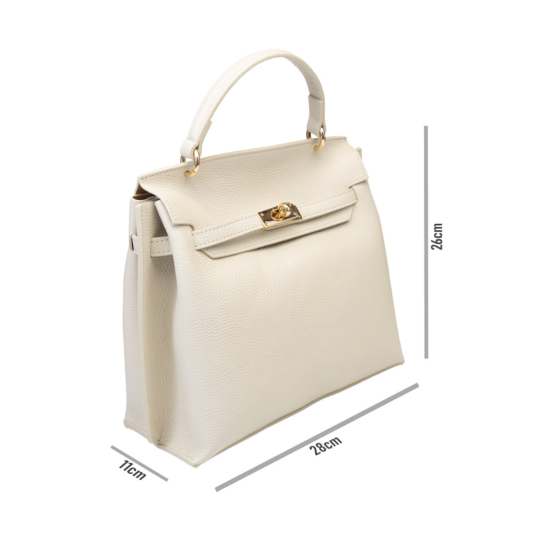 Bolso de mujer de piel natural beige Raluca