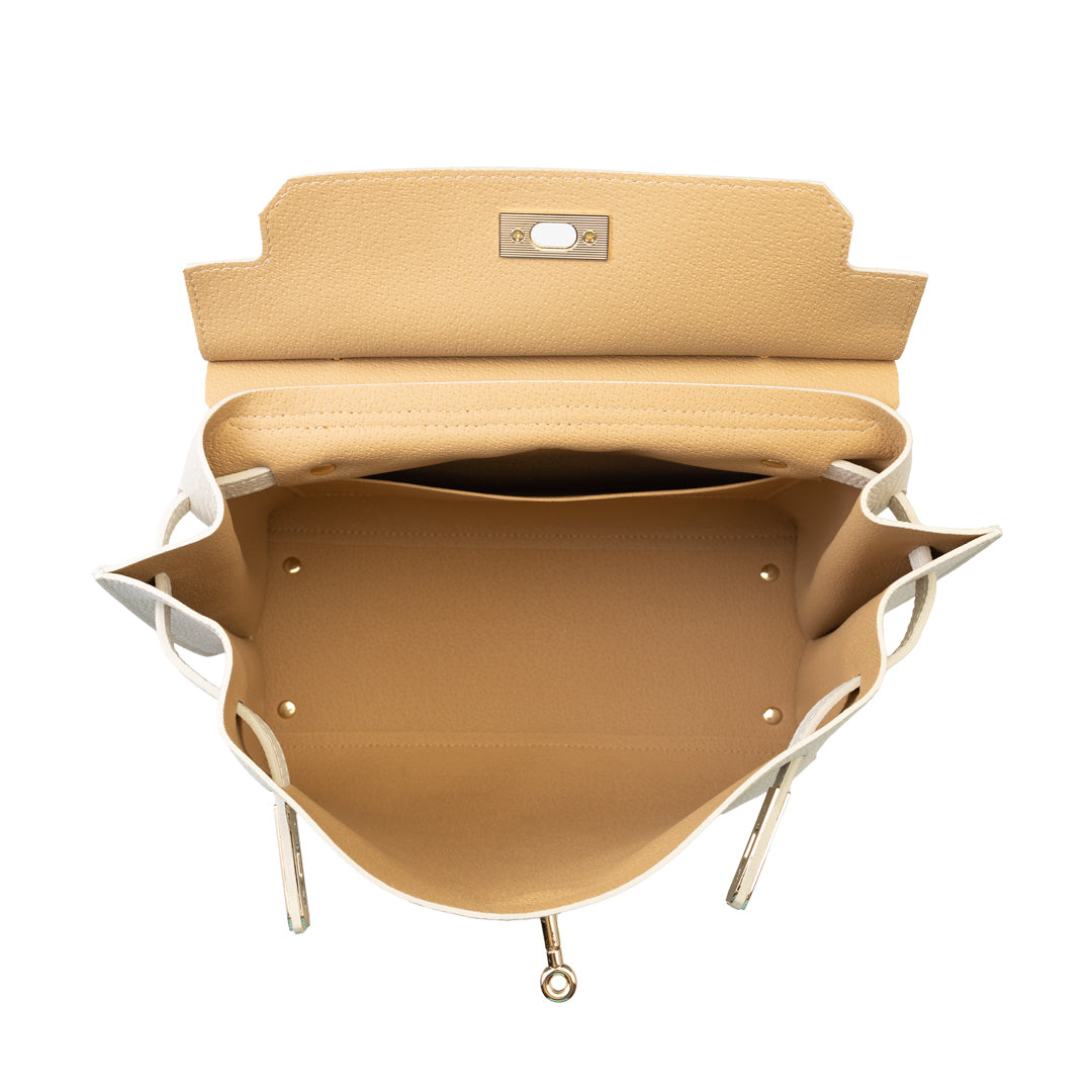 Bolso de mujer de piel natural beige Raluca