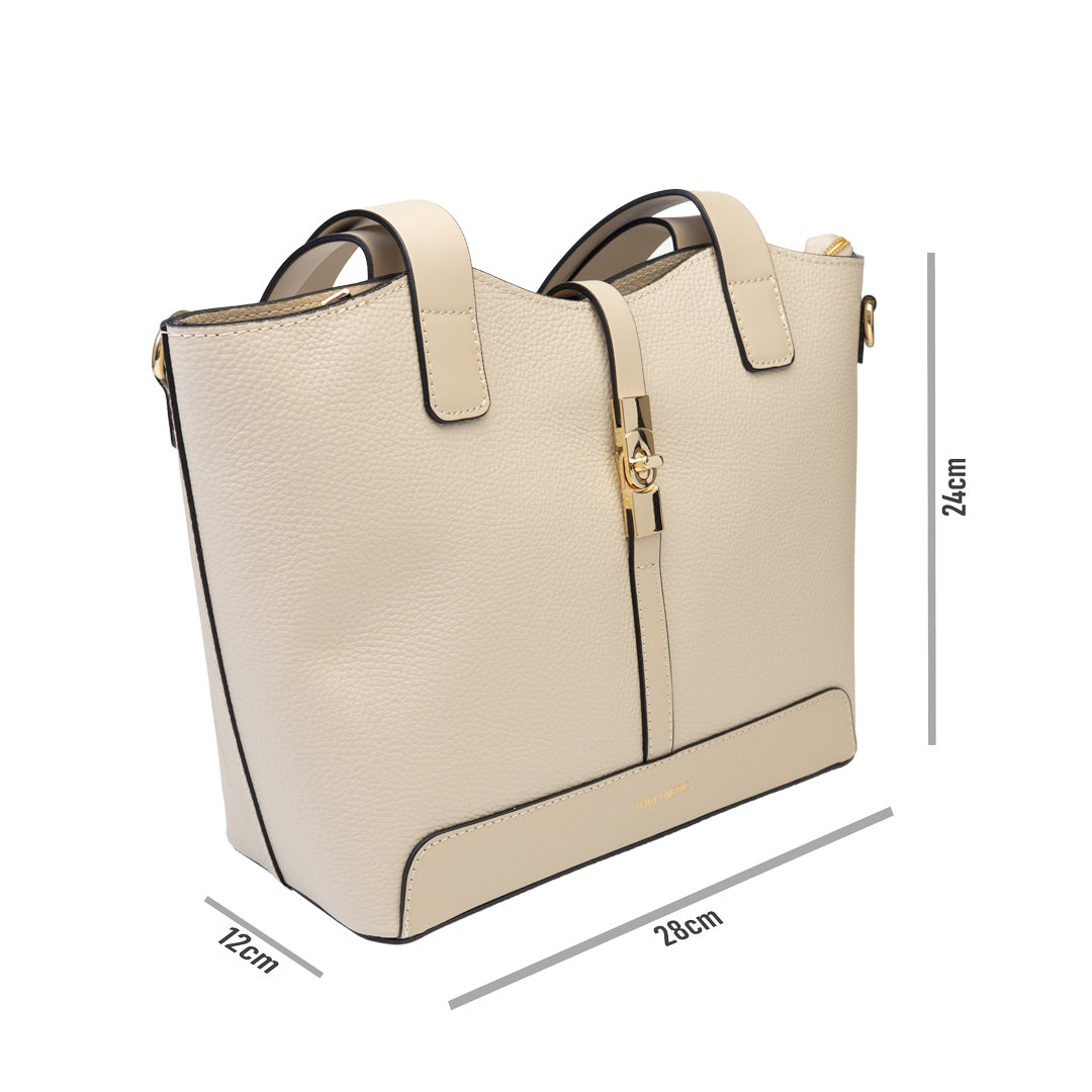 Bolso de mujer de piel natural beige Sorina