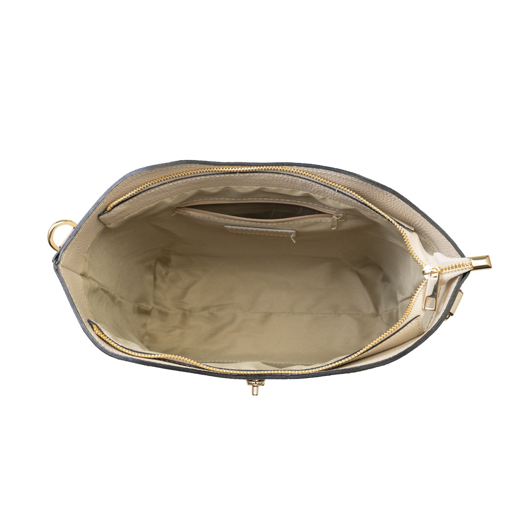 Bolso de mujer de piel natural beige Sorina
