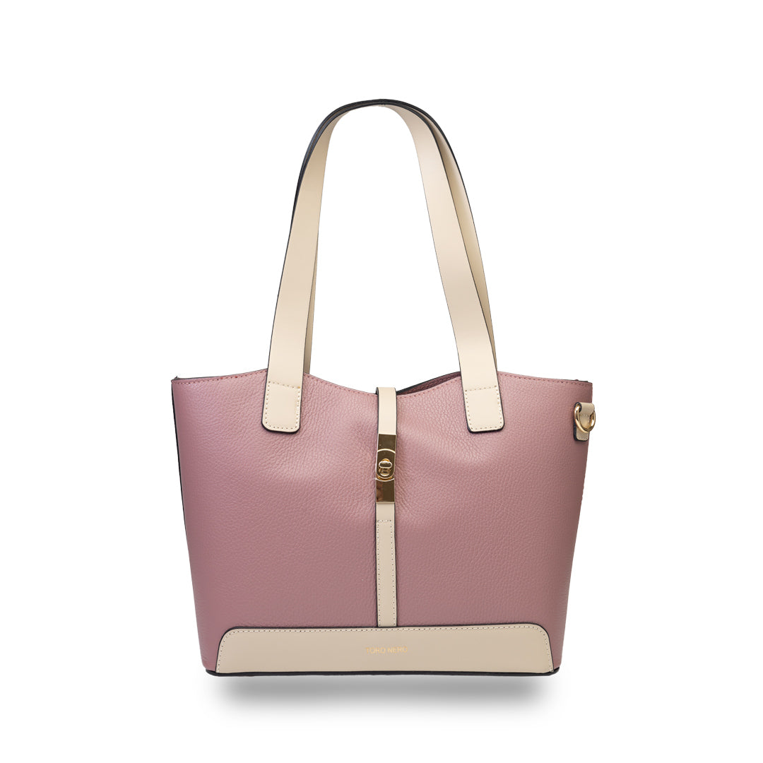Bolso de piel natural beige rosado Sorina para mujer