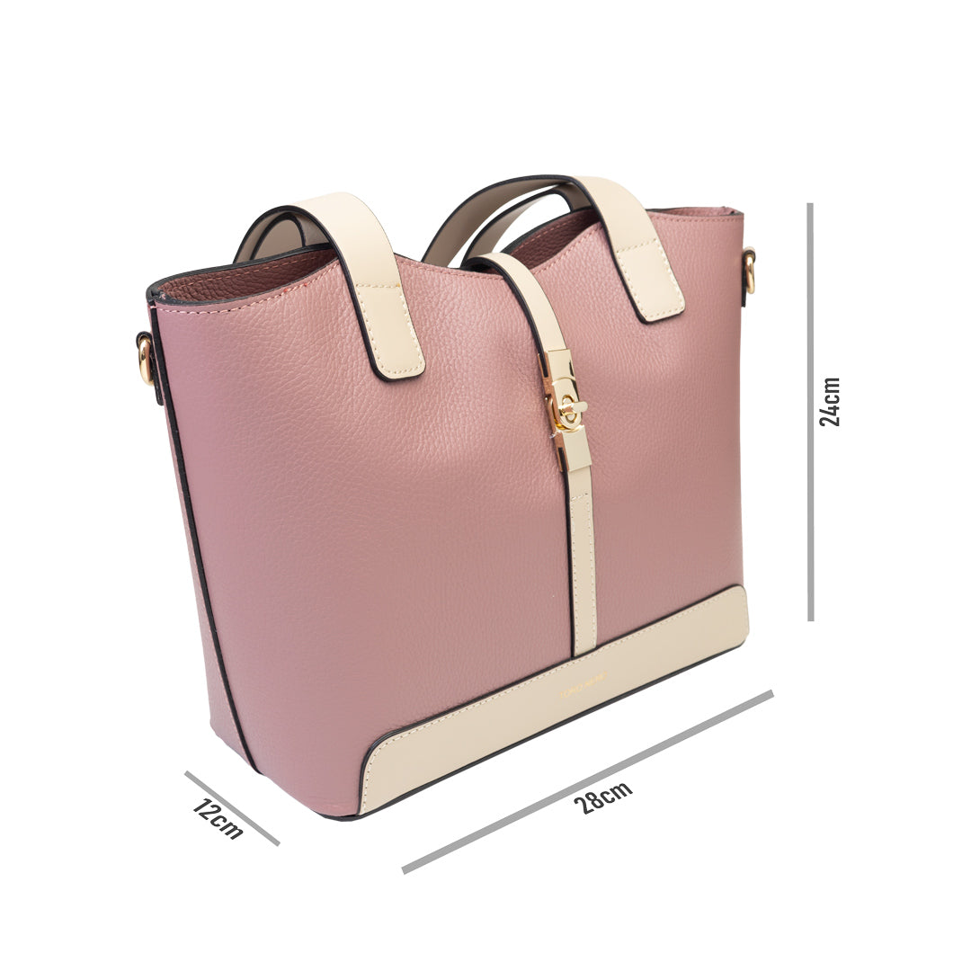 Bolso de piel natural beige rosado Sorina para mujer