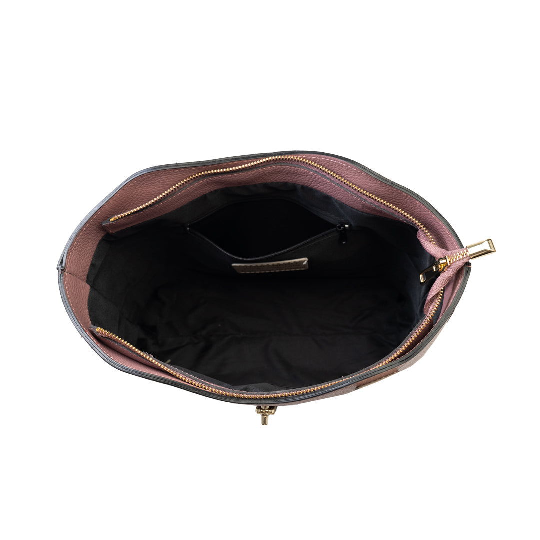 Bolso de piel natural beige rosado Sorina para mujer