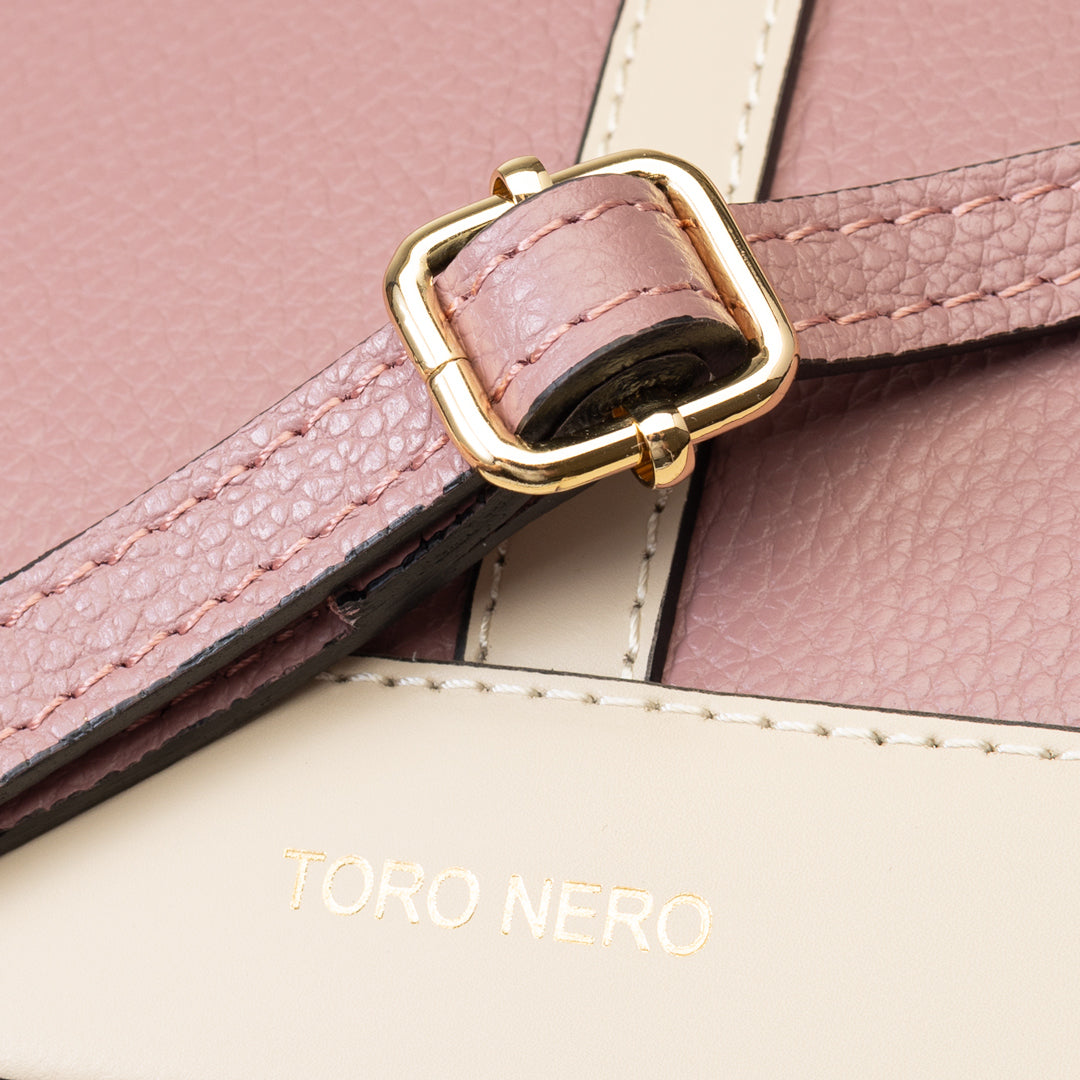 Bolso de piel natural beige rosado Sorina para mujer