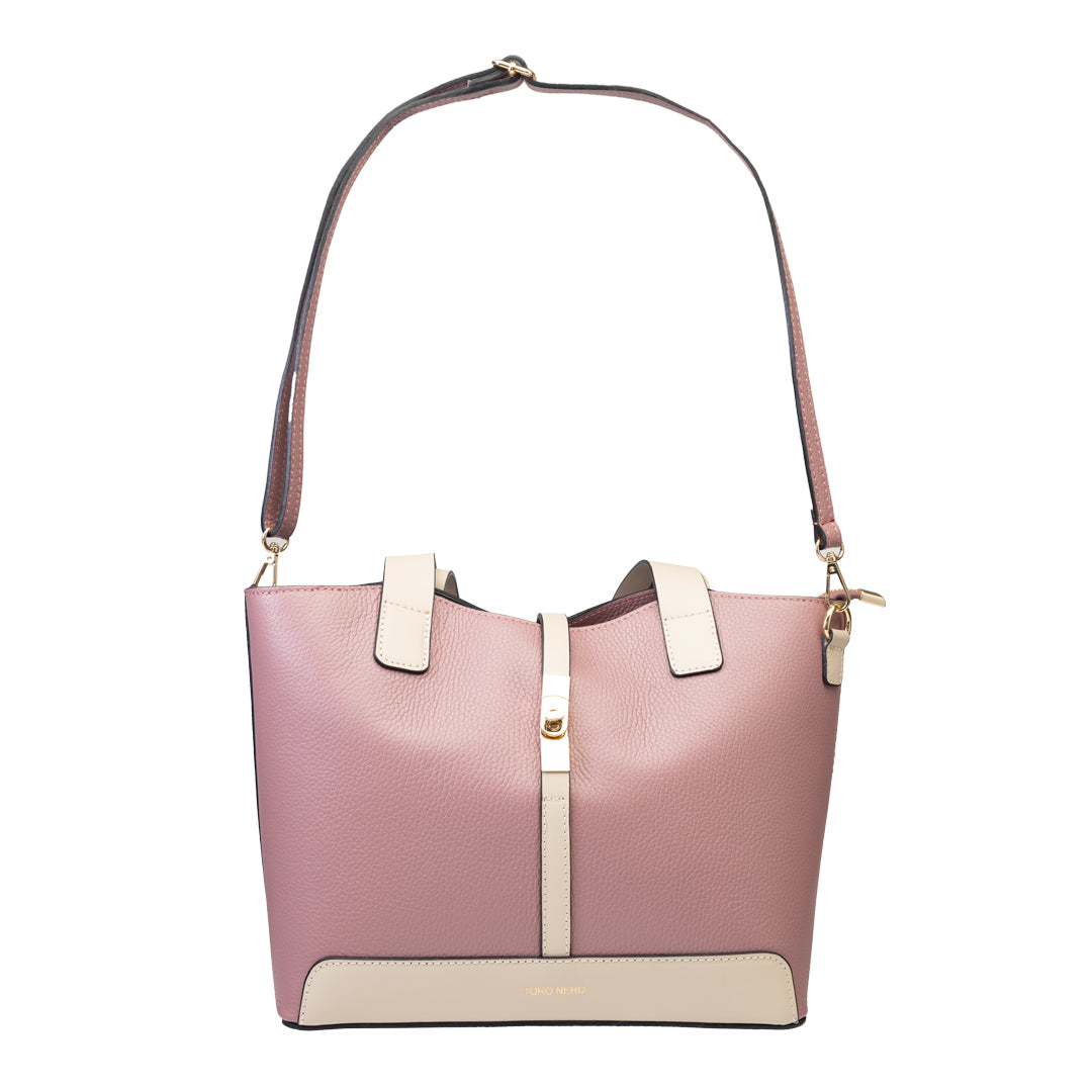 Bolso de piel natural beige rosado Sorina para mujer