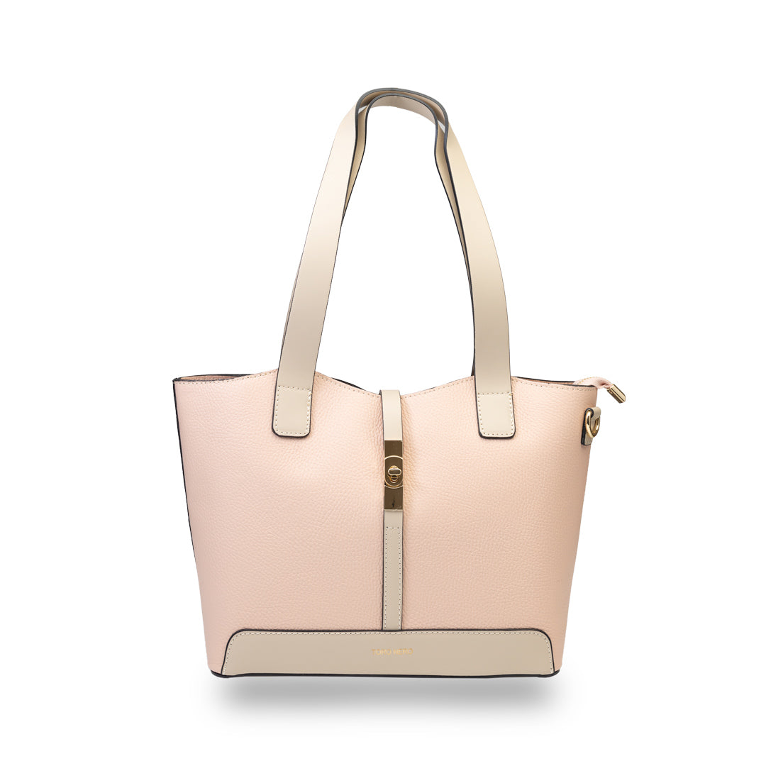Bolso de mujer de piel natural beige-rosa pálido Sorina