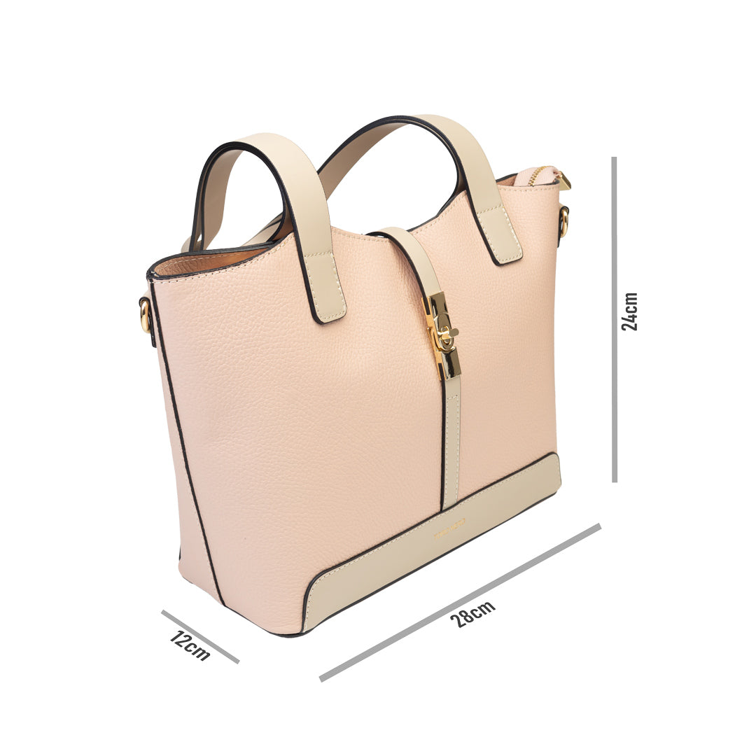 Bolso de mujer de piel natural beige-rosa pálido Sorina