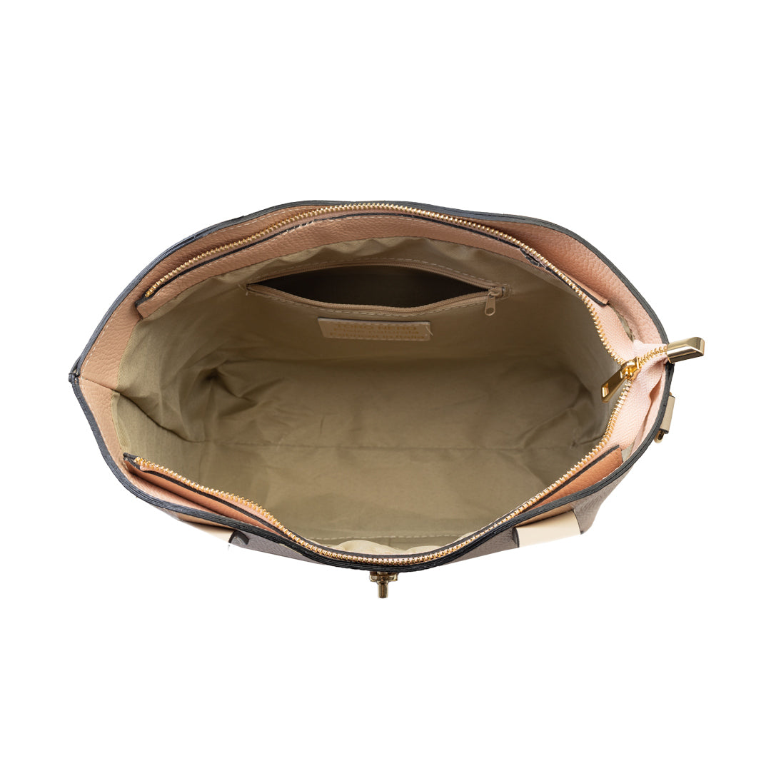 Bolso de mujer de piel natural beige-rosa pálido Sorina