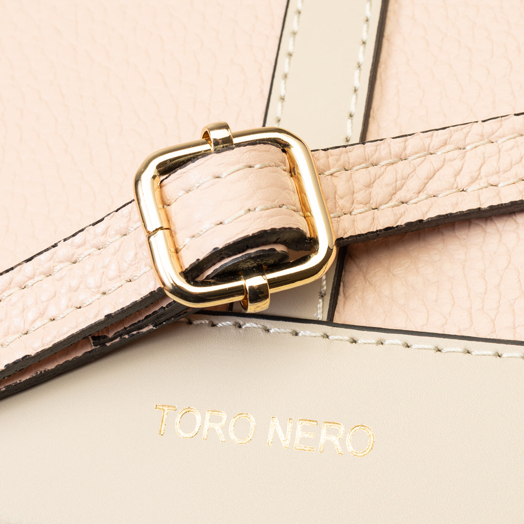 Bolso de mujer de piel natural beige-rosa pálido Sorina