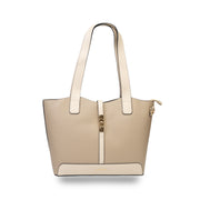 Bolso de mujer de piel natural beige-gris topo Sorina