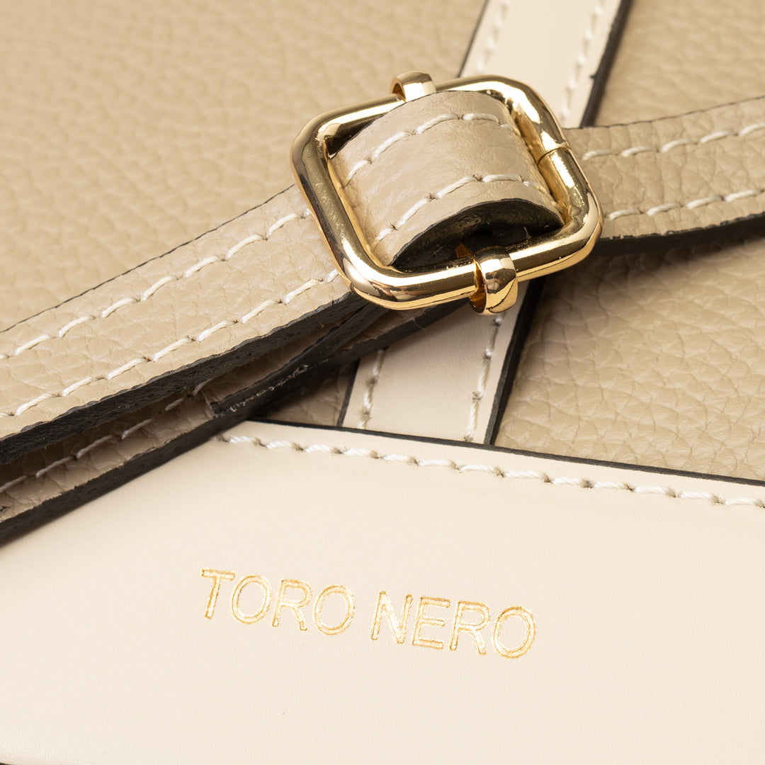 Bolso de mujer de piel natural beige-gris topo Sorina
