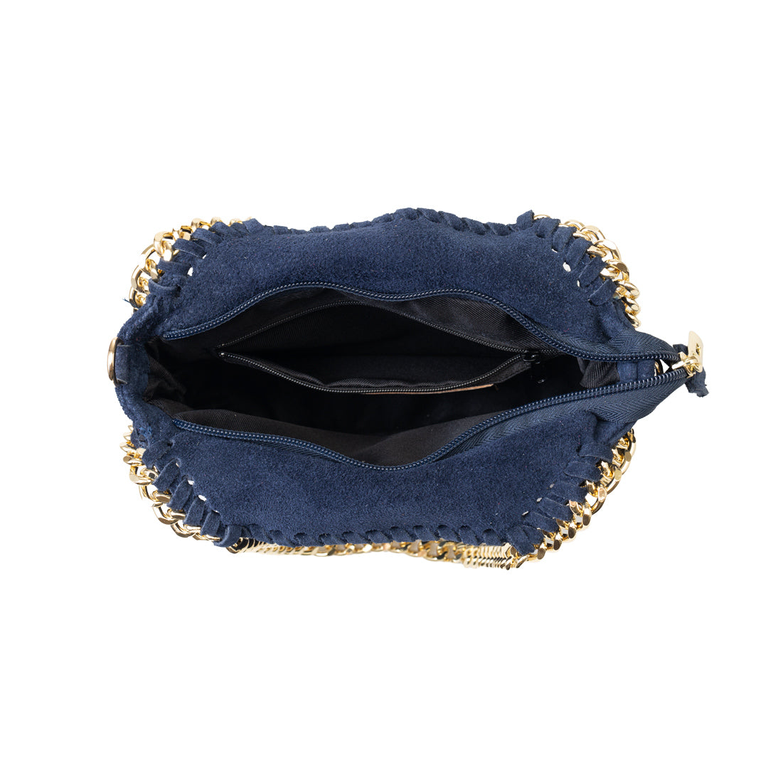 Bolso de mujer de piel natural azul marino Ilona