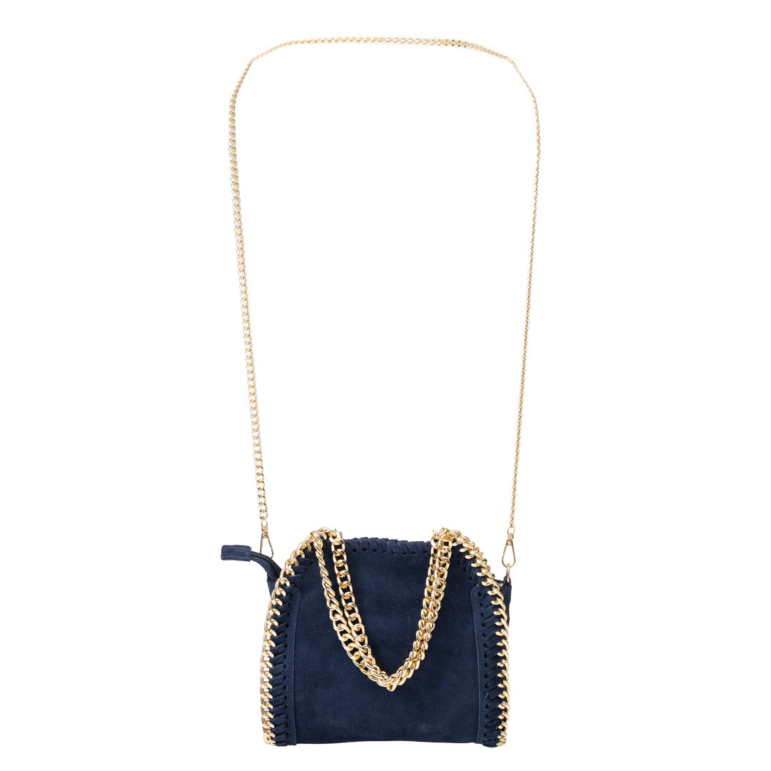 Bolso de mujer de piel natural azul marino Ilona